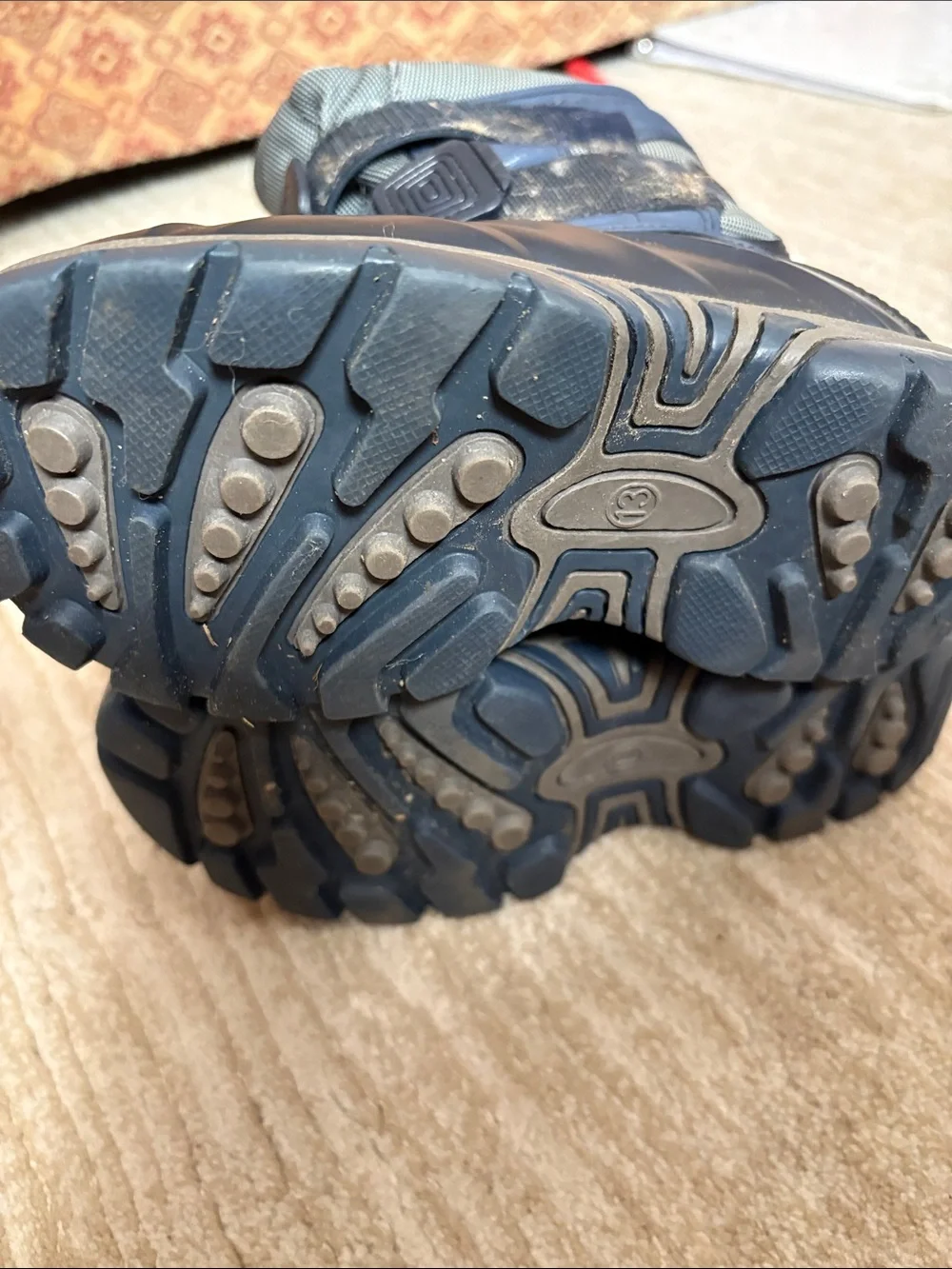 Kids Navy and Gray Winter Boots - Velcro Strap